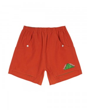 Orange Brain Dead Cotton Nylon Utility Shorts | USA RVWY59632