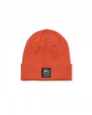 Orange Brain Dead Logo Head Beanie | USA SIGQ09352