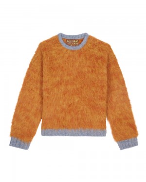 Orange Brain Dead Marled Alpaca Crewneck Sweater | USA OKMX72804