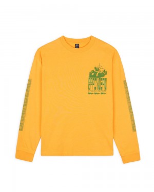 Orange Brain Dead Stereo Report Long Sleeve T-Shirt | USA RNWP16374