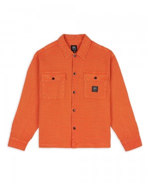 Orange Brain Dead Waffle Button Front Shirt | USA XIGL82035