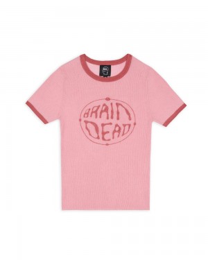 Pink Brain Dead Worldwide Threadbare Knit Top T-Shirt | USA AXIN46570