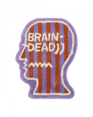 Purple Brain Dead Logo Head Striped Rug | USA OAMX73521