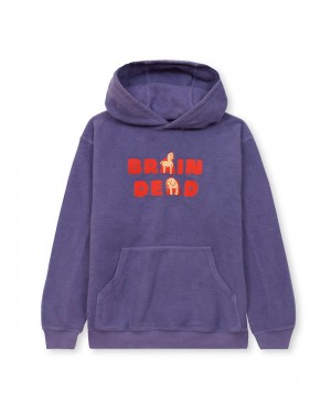 Purple Brain Dead Odd Friends Reverse Fleece Hoodie | USA TNGB49587