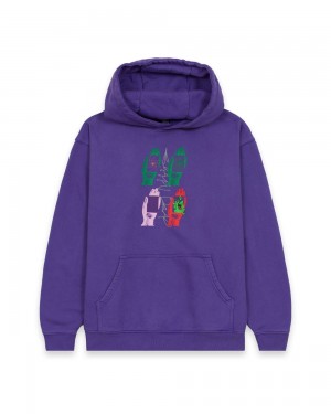 Purple Brain Dead Throwing Hands Hoodie | USA QGCB80243