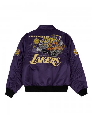 Purple Brain Dead X NBA Los Angeles Lakers Flight Jacket | USA GYDM31945