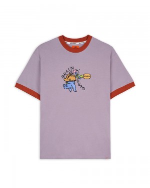 Purple Grey Brain Dead Dickies Hard Hat Embroidered Ringer T-Shirt | USA EYHN36410