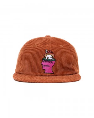 Red Brain Dead Mushroom Head Corduroy Six Panel Hat | USA TJAH54270