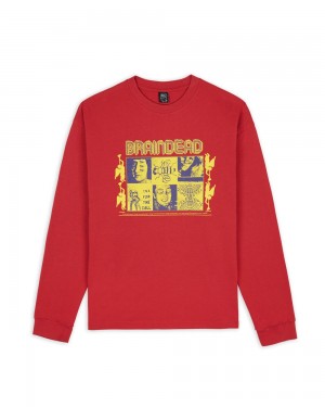 Red Brain Dead Telescopic Long Sleeve T-Shirt | USA EIXV50637