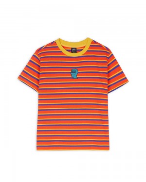 Turquoise Brain Dead Striped Baby Tee T-Shirt | USA OXUC84560