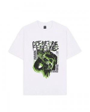 White Brain Dead Bd Studios Creature Features T-Shirt | USA YKRF47693