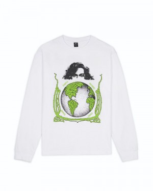 White Brain Dead Conspiracy Long Sleeve T-Shirt | USA RJPC49367