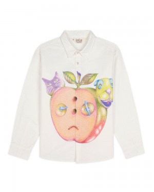 White Brain Dead Gaspar Bad Apple Long Sleeve Button Up Shirt | USA LDNV38540