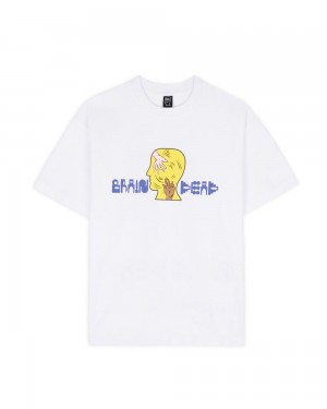 White Brain Dead Handheld T-Shirt | USA ENQK02786