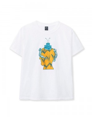 White Brain Dead Kids Mechabug T-Shirt | USA GKXY15026