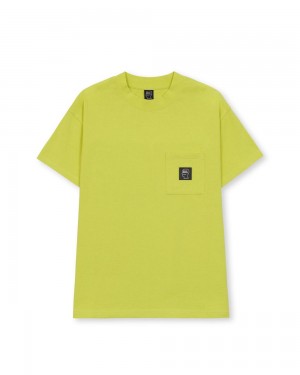 Yellow Brain Dead Heavyweight Jersey Mockneck Pocket W/Pvc T-Shirt | USA RXJB64319