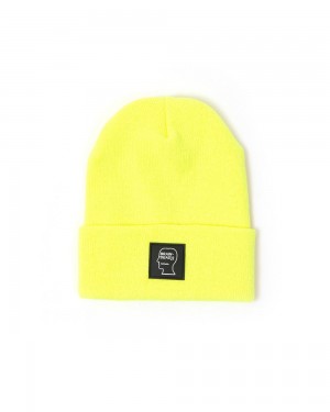 Yellow Brain Dead Logo Head Beanie | USA OLGB42509