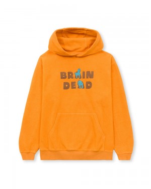 Yellow Brain Dead Odd Friends Reverse Fleece Hoodie | USA KZOF90735