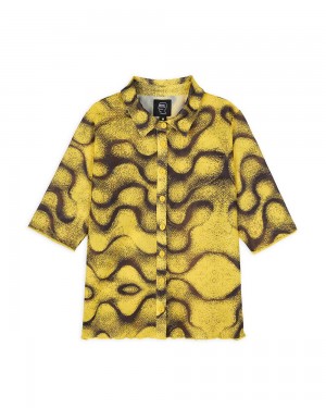 Yellow Brain Dead Squiggle Hyper Mesh Shirt | USA ZPBU60872