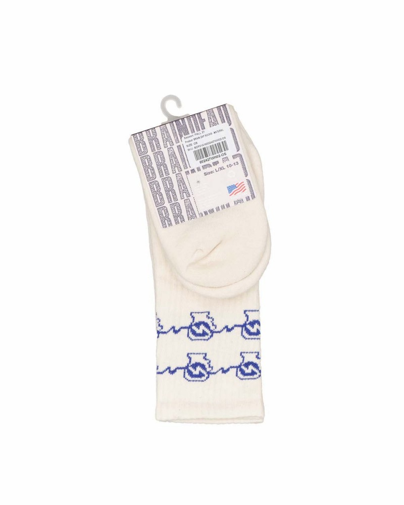 Beige Blue Brain Dead Brain Zap Socks | USA ZBSC03865