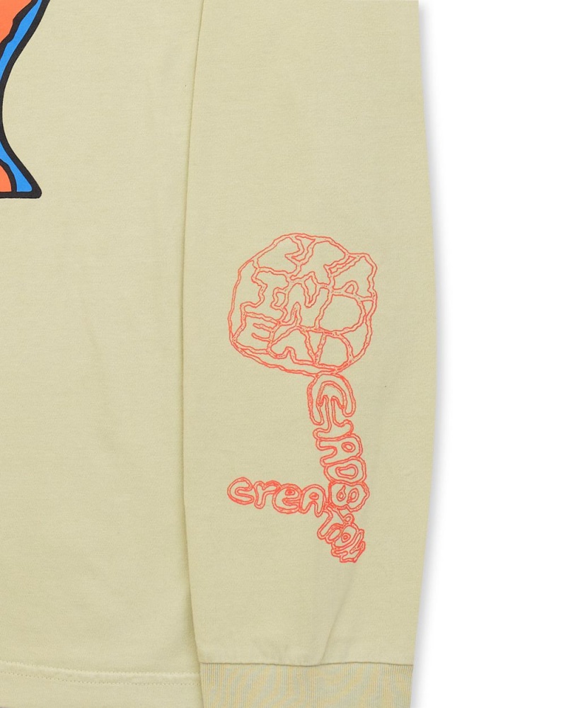 Beige Brain Dead Brain Eater Long Sleeve T-Shirt | USA RTNU46982