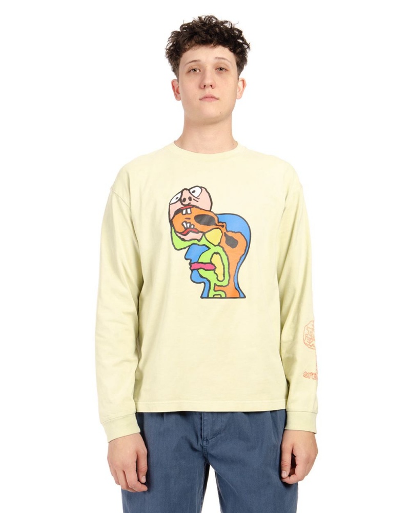 Beige Brain Dead Brain Eater Long Sleeve T-Shirt | USA RTNU46982