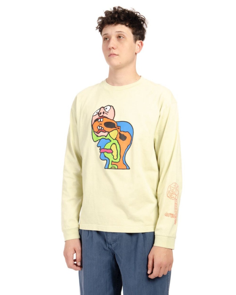 Beige Brain Dead Brain Eater Long Sleeve T-Shirt | USA RTNU46982