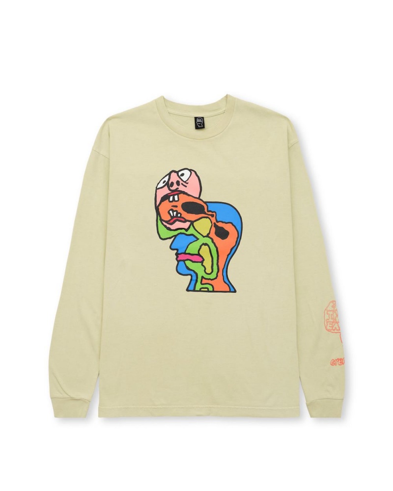 Beige Brain Dead Brain Eater Long Sleeve T-Shirt | USA RTNU46982