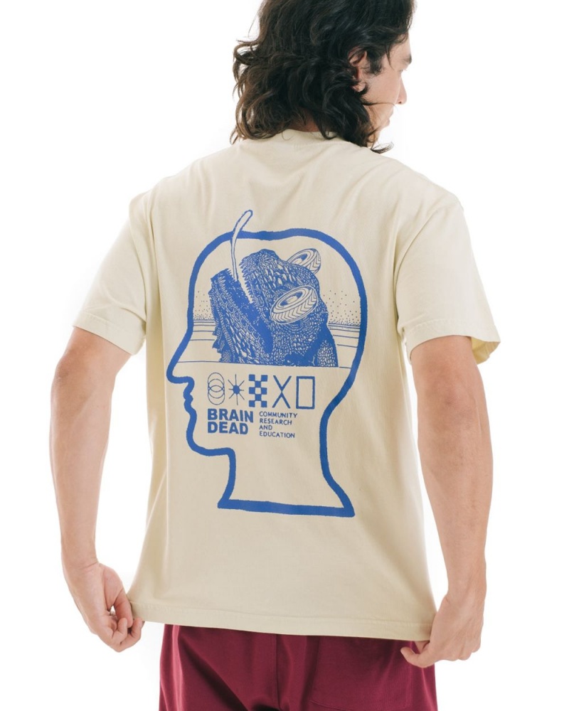 Beige Brain Dead Community, Research, Education T-Shirt | USA YBSF16097