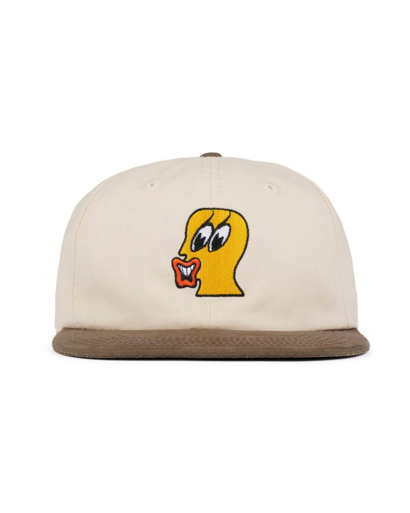 Beige Brain Dead Duck Face 6 Panel Hat | USA ZBKP24697