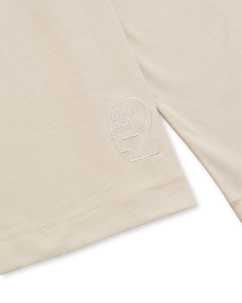 Beige Brain Dead Easy Long Sleeve T-Shirt | USA DZCU05179