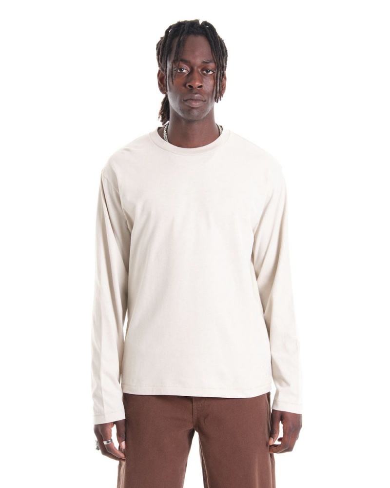 Beige Brain Dead Easy Long Sleeve T-Shirt | USA DZCU05179