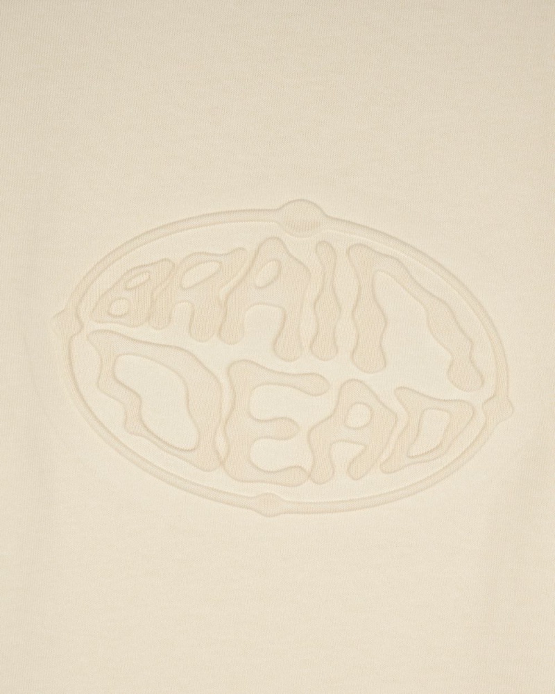 Beige Brain Dead Embossed Worldwide Short Sleeve Football T-Shirt | USA FJKD96378