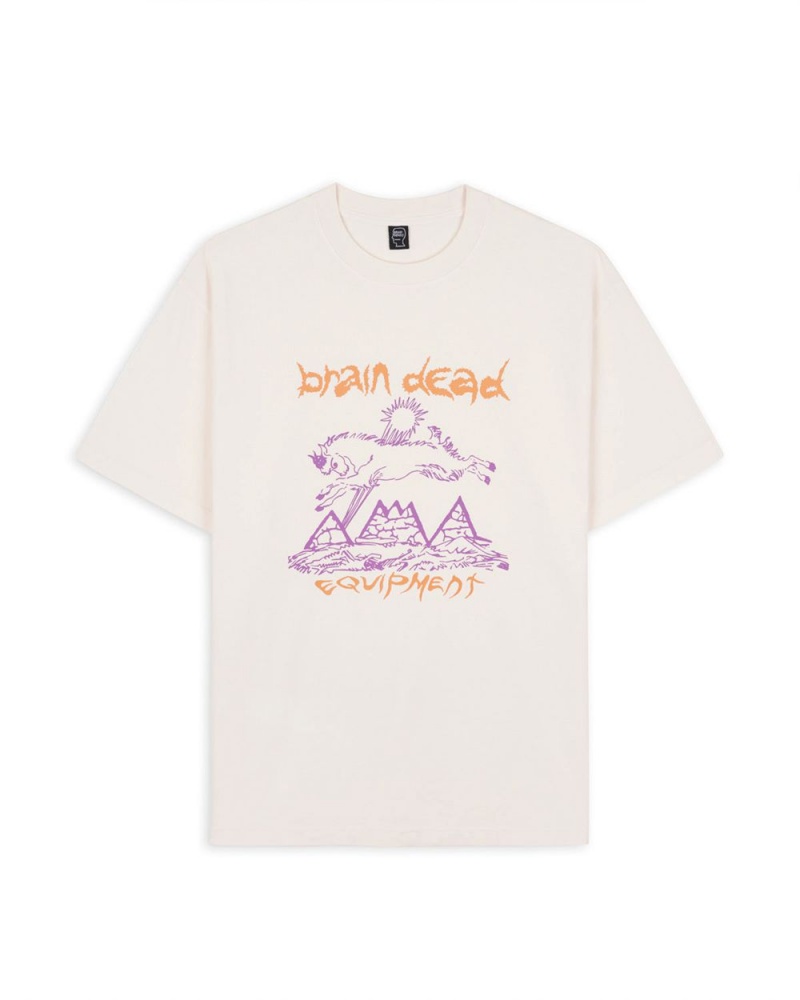 Beige Brain Dead Equipment Mountain Goat T-Shirt | USA MAGR48320