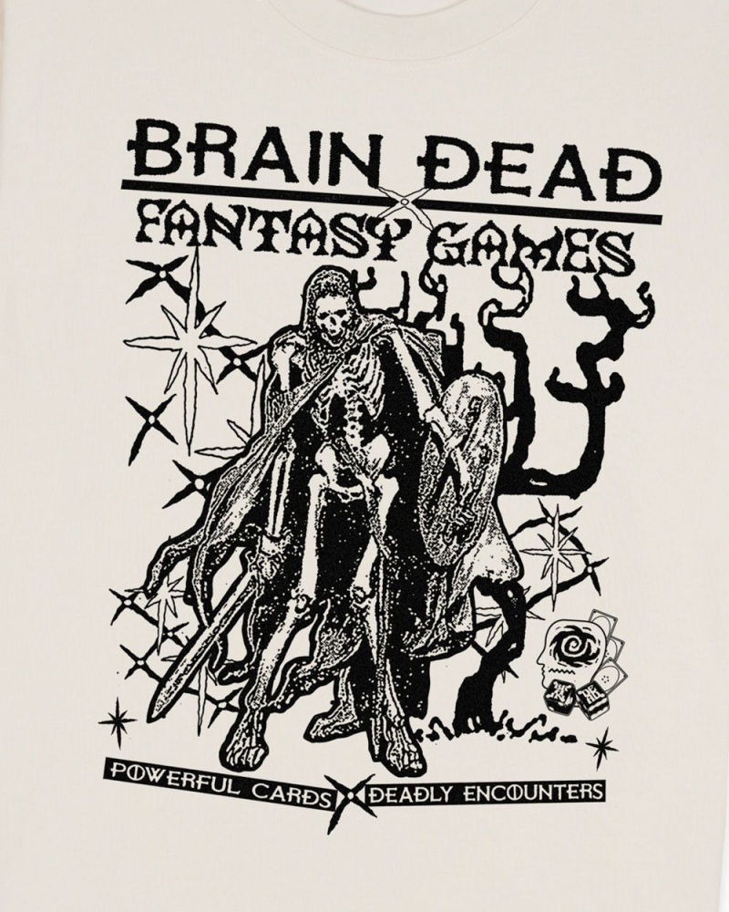 Beige Brain Dead Fantasy Games T-Shirt | USA NOQE18629