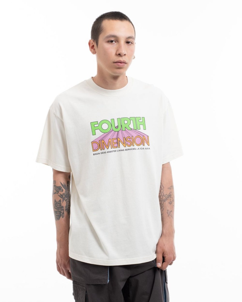 Beige Brain Dead Fourth Dimension T-Shirt | USA IEUR05493