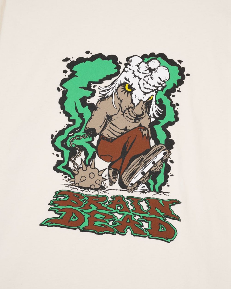 Beige Brain Dead Goat Shredder T-Shirt | USA MAXZ46321