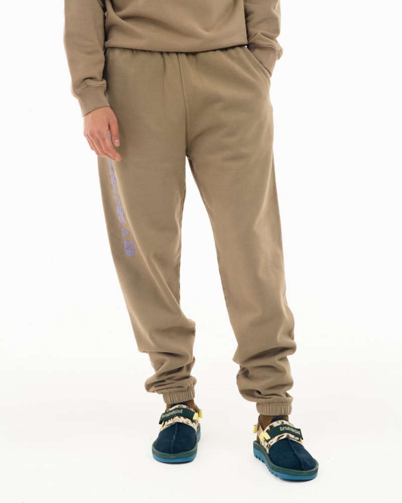 Beige Brain Dead Heavyweight Embroidered Sweat Pant | USA QAXD94560