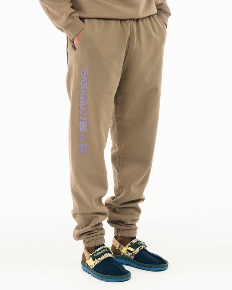 Beige Brain Dead Heavyweight Embroidered Sweat Pant | USA QAXD94560