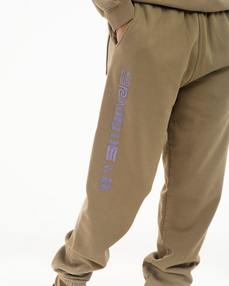 Beige Brain Dead Heavyweight Embroidered Sweat Pant | USA QAXD94560