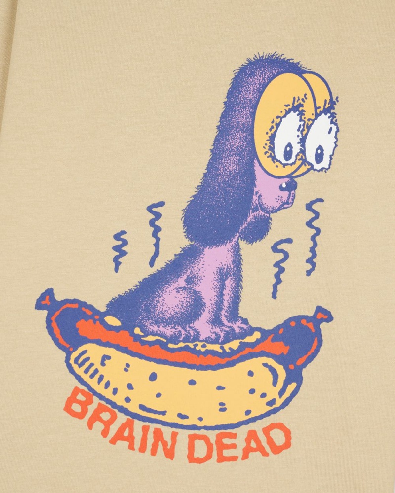 Beige Brain Dead Hot Dog Kids Long Sleeve T-Shirt | USA SXRJ75918