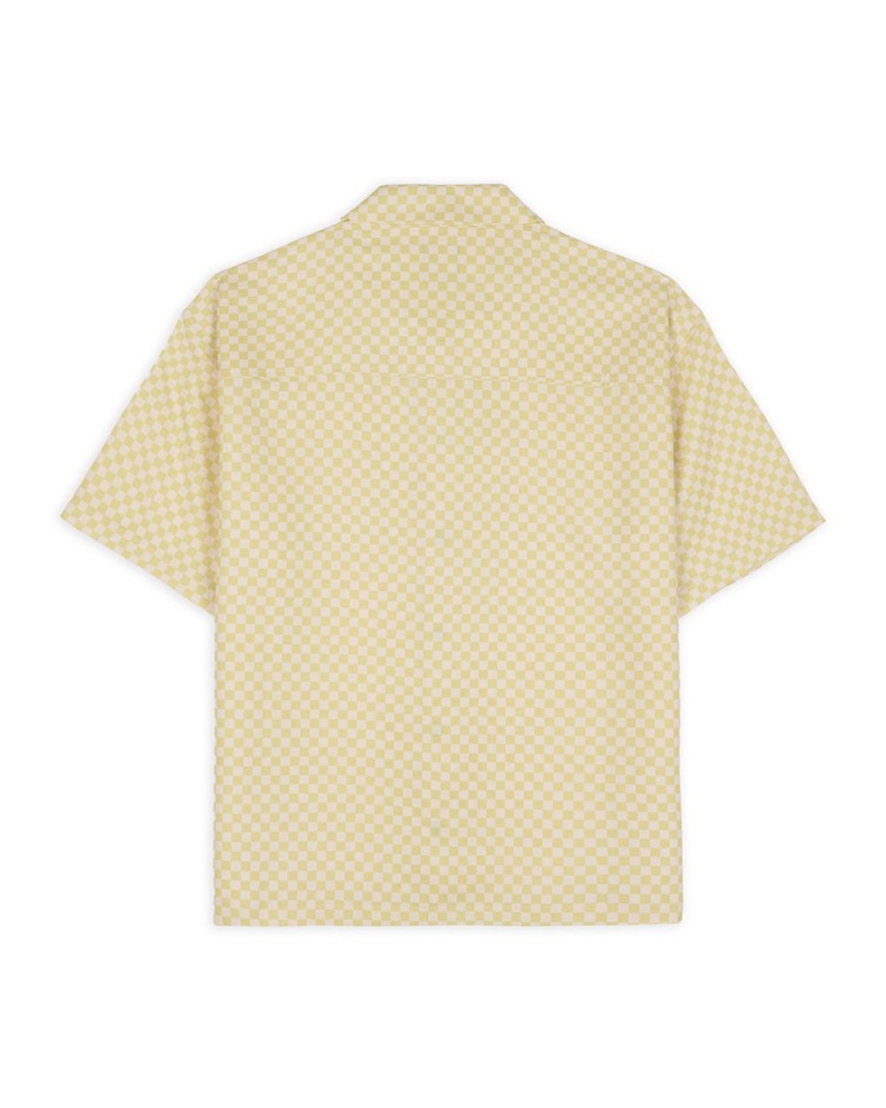 Beige Brain Dead Micro Check Short Sleeve Snap Shirt | USA ELHM12906