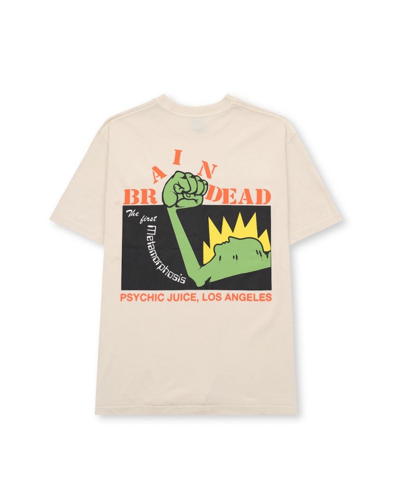 Beige Brain Dead Psychic Juice T-Shirt | USA PRWE31280