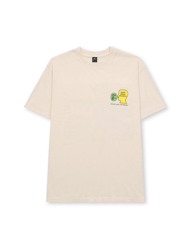 Beige Brain Dead Psychic Juice T-Shirt | USA PRWE31280