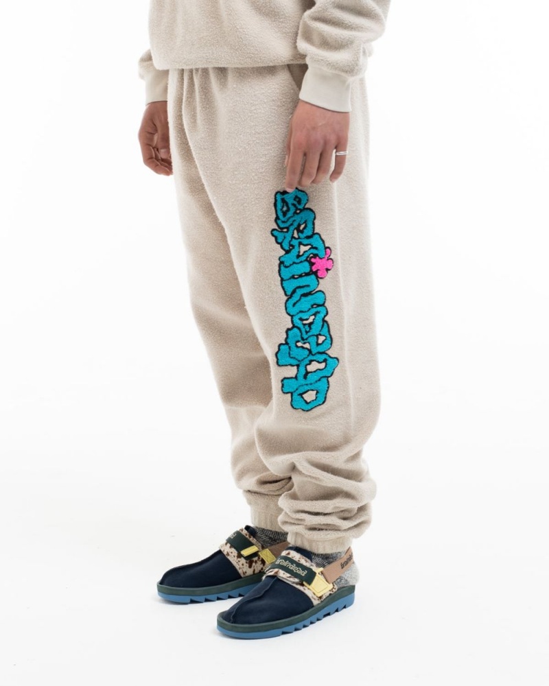 Beige Brain Dead Slime Reverse Fleece Sweat Pant | USA LUCJ27489