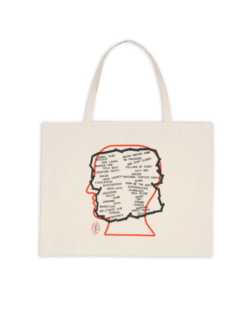 Beige Brain Dead Sound & Fury Lineup Tote Bag | USA COIU03147