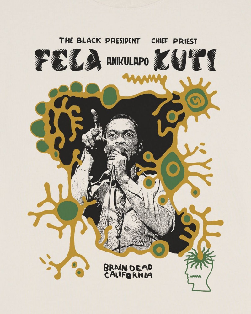 Beige Brain Dead X Fela Kuti T-Shirt | USA GETM69537