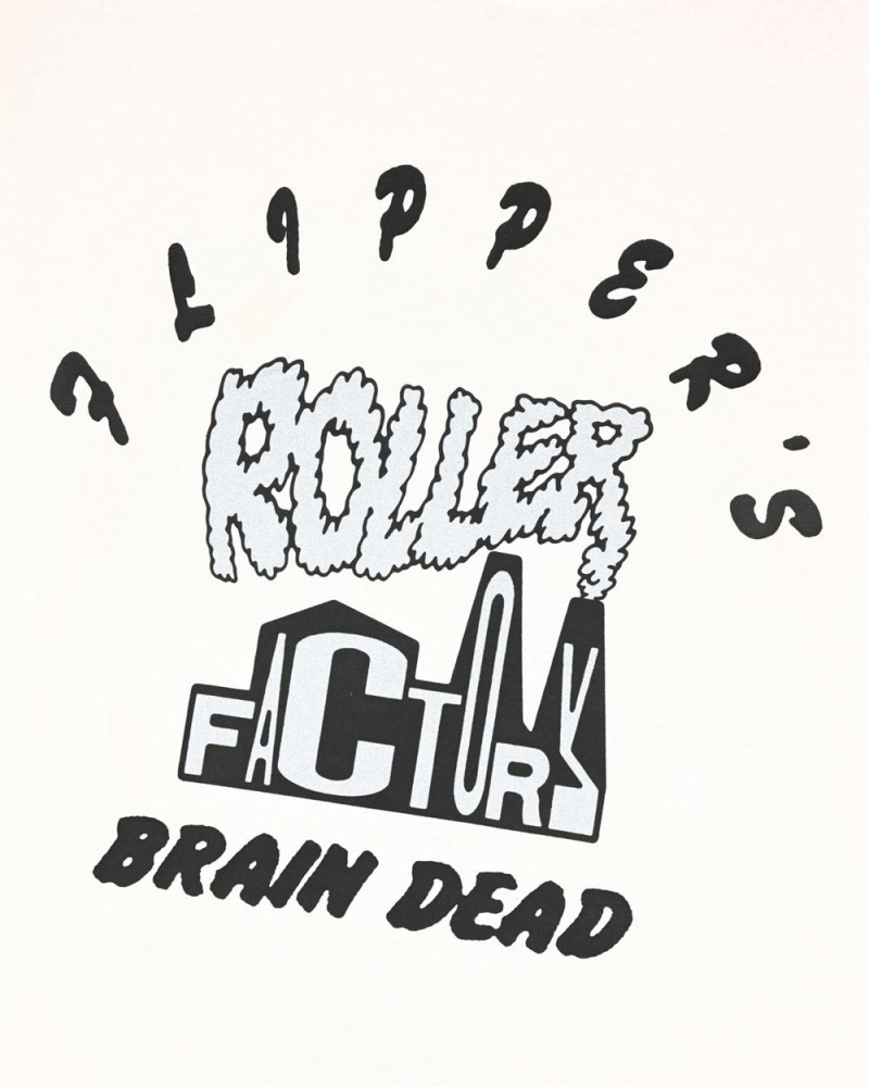 Beige Brain Dead X Flippers Roller Factory T-Shirt | USA VJTM57324