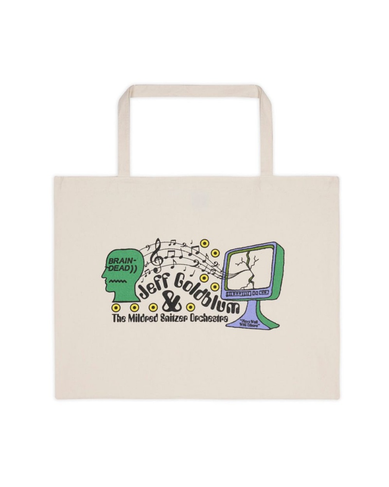 Beige Brain Dead X Jeff Goldblum Plays Well With Others Tote Bag | USA KWOQ30652