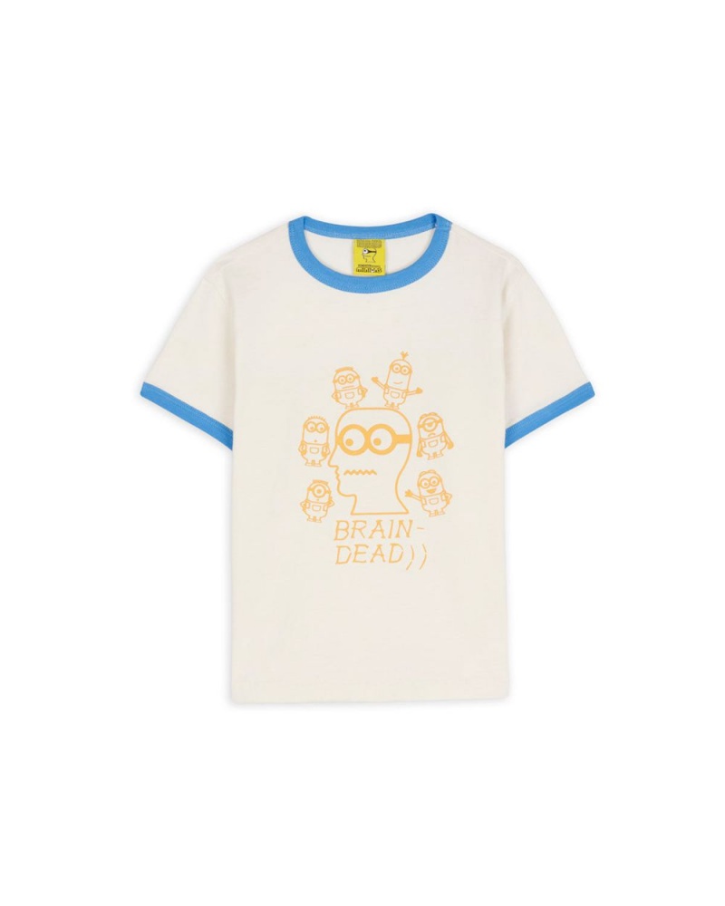 Beige Brain Dead X Minions Kids Short Sleeve Ringer T-Shirt | USA VFZY58942